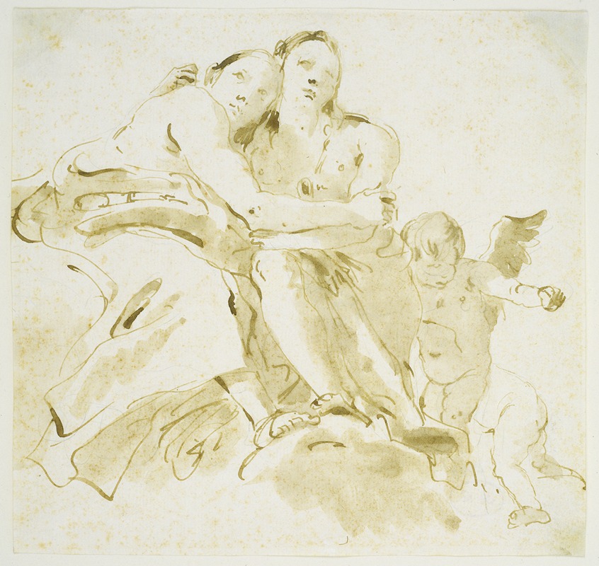 Giovanni Battista Tiepolo - Two Female Figures and Two Putti on Clouds