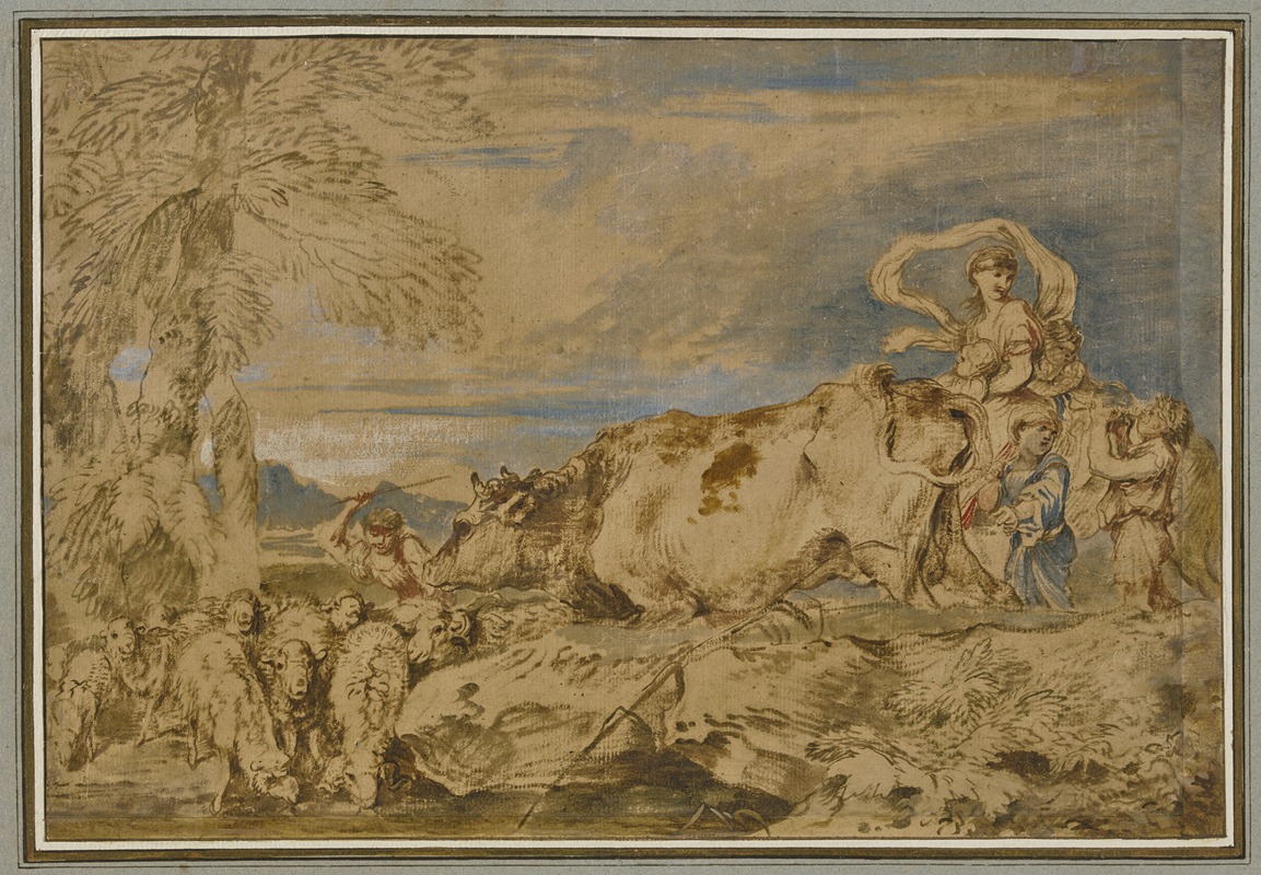 Giovanni Benedetto Castiglione - Hirten und Schäferinnen mit einer Herde an der Tränke