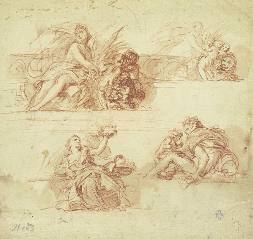 Giovanni da San Giovanni - Lagernde allegorische Gestalten