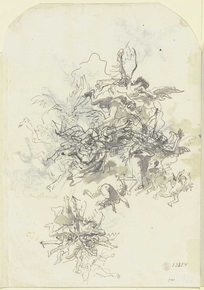 Giovanni Domenico Tiepolo - Fliegende Engel und Putten