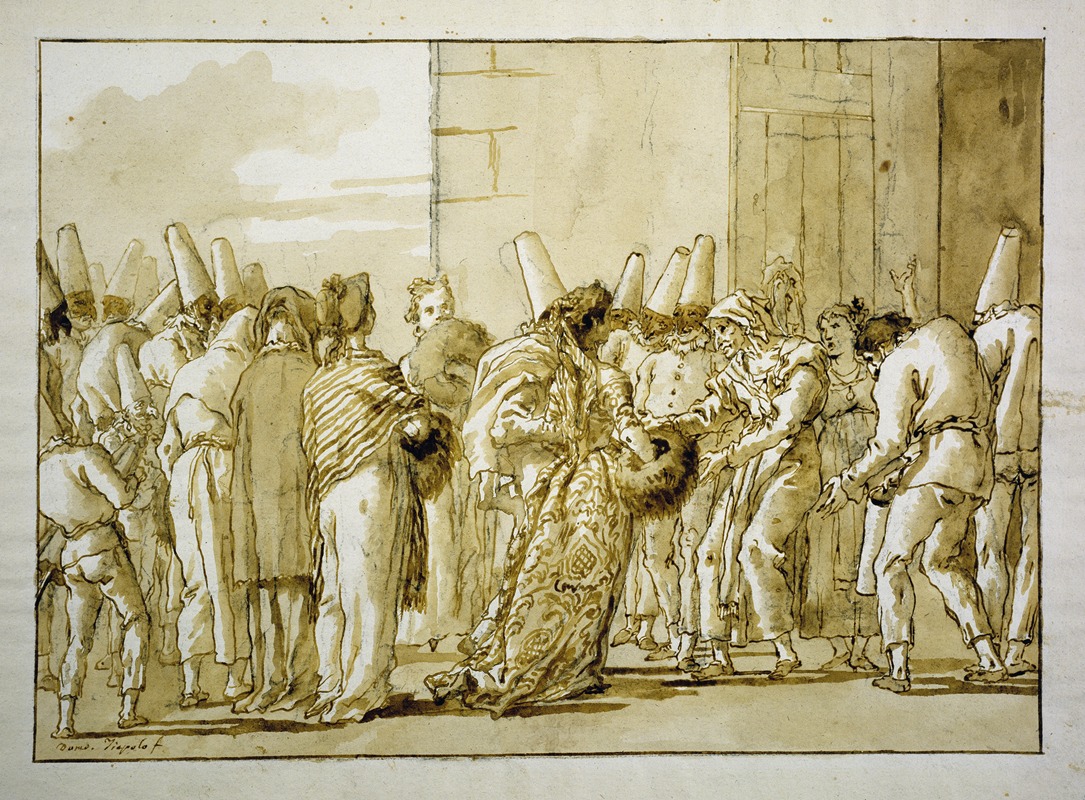 Giovanni Domenico Tiepolo - Punchinella’s Father Brings Home His Bride