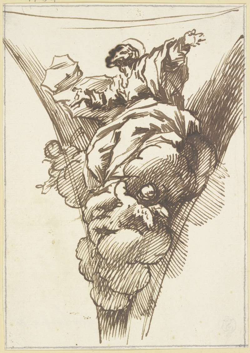 Giovanni Lanfranco - Von Engeln getragener Apostel in einem Bogenzwickel