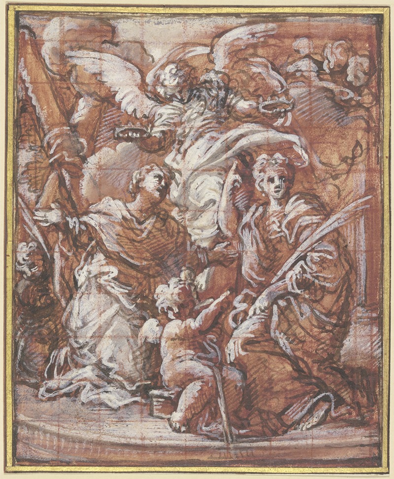 Giuseppe Passeri - Zwei Heilige werden von einem Engel gekrönt