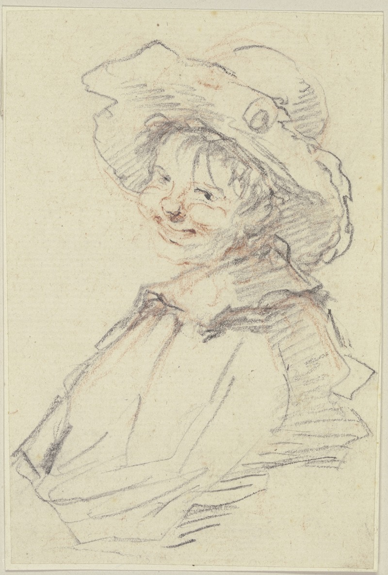 Gottlieb Welté - Brustbild eines Betteljungen mit breitkrempigem Hut