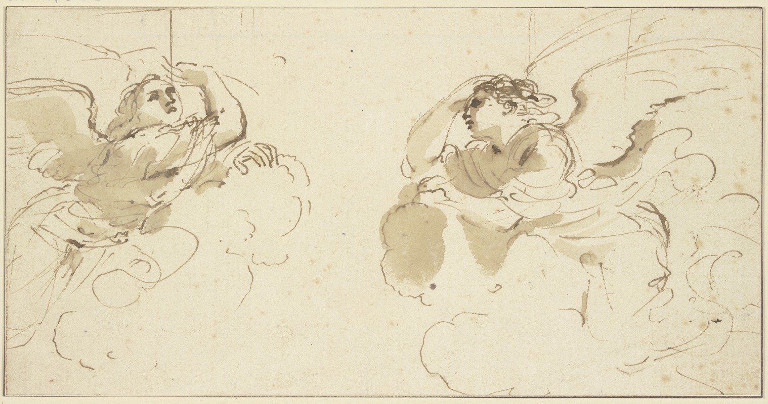 Guercino - Two angels in clouds