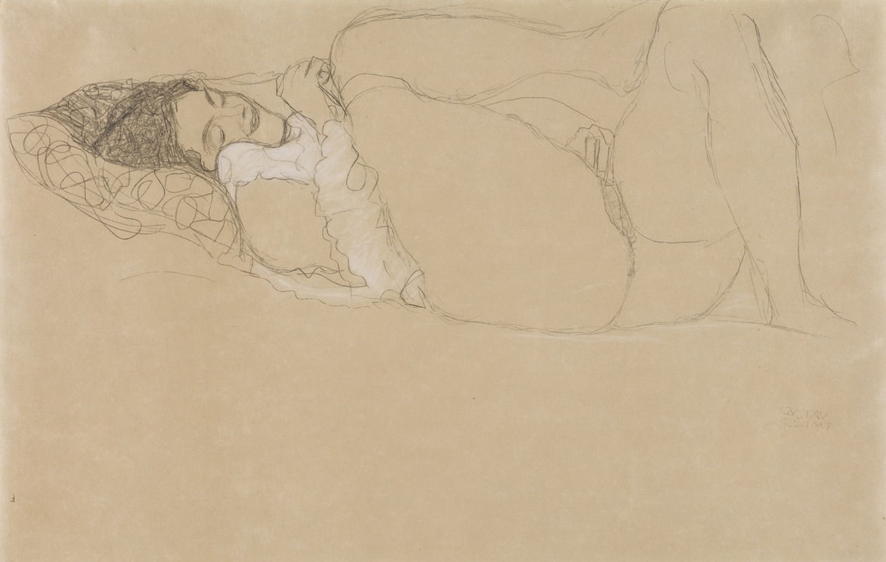 Gustav Klimt - Reclining semi-nude facing left