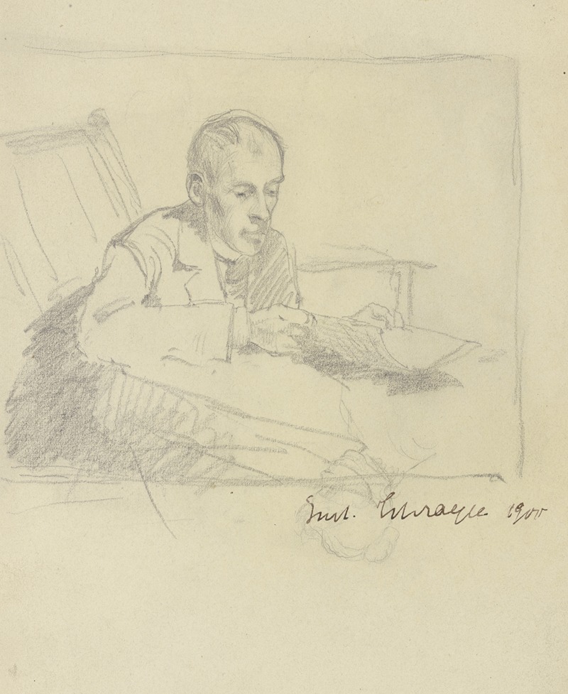 Gustav Schraegle - Bildnis eines lin lesenden Mannes