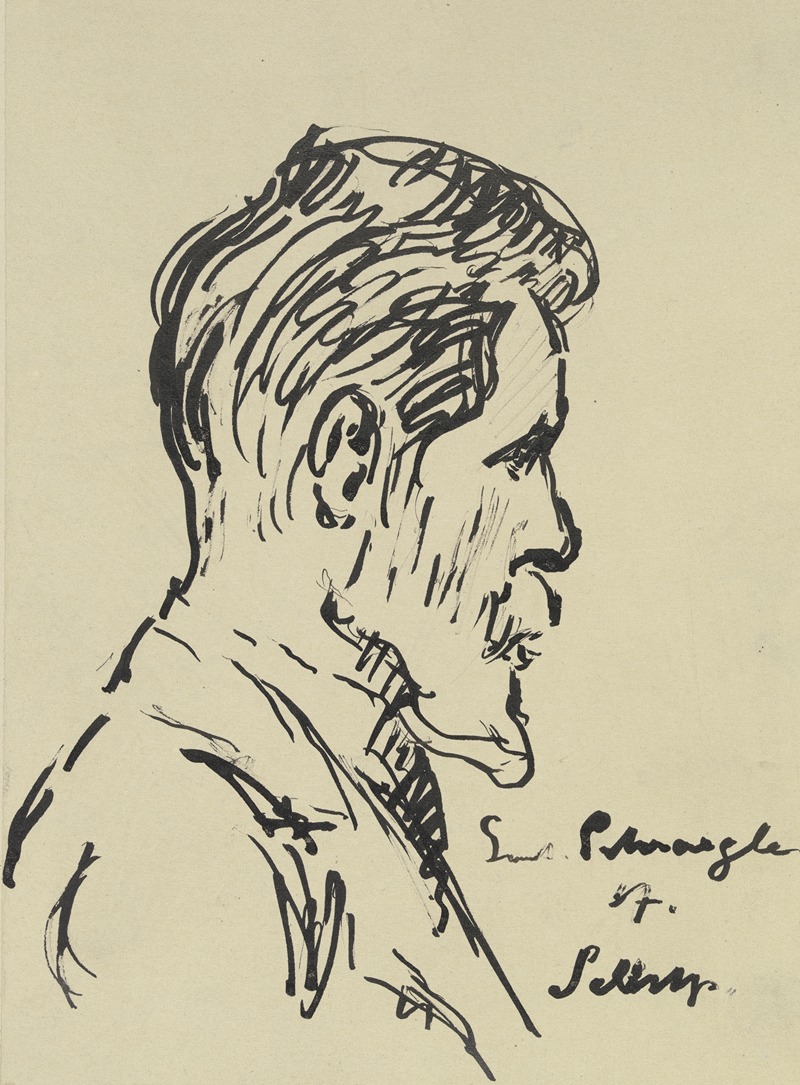 Gustav Schraegle - Self-portrait in profile