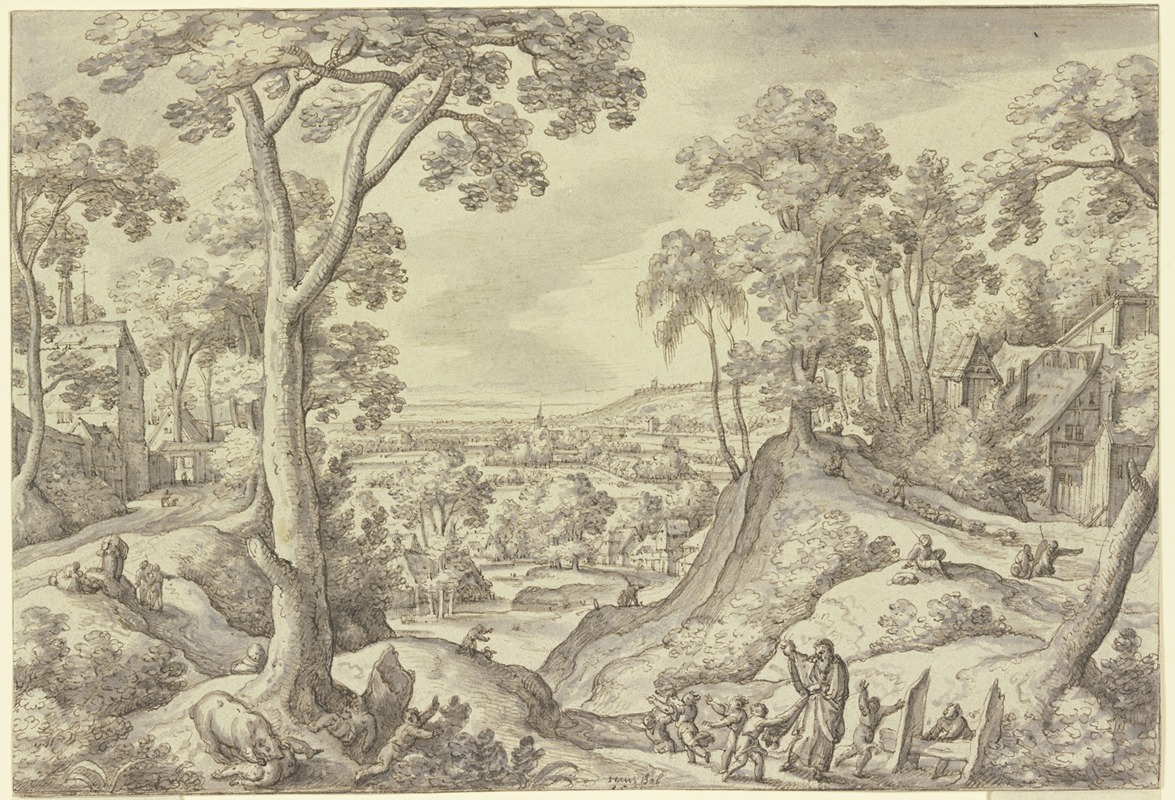 Hans Bol - Landschaft mit dem Propheten Elisa