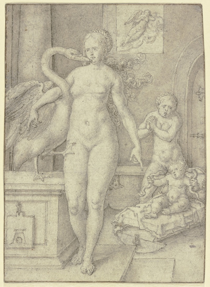 Heinrich Aldegrever - Herkules tötet die Schlangen; Leda mit dem Schwan