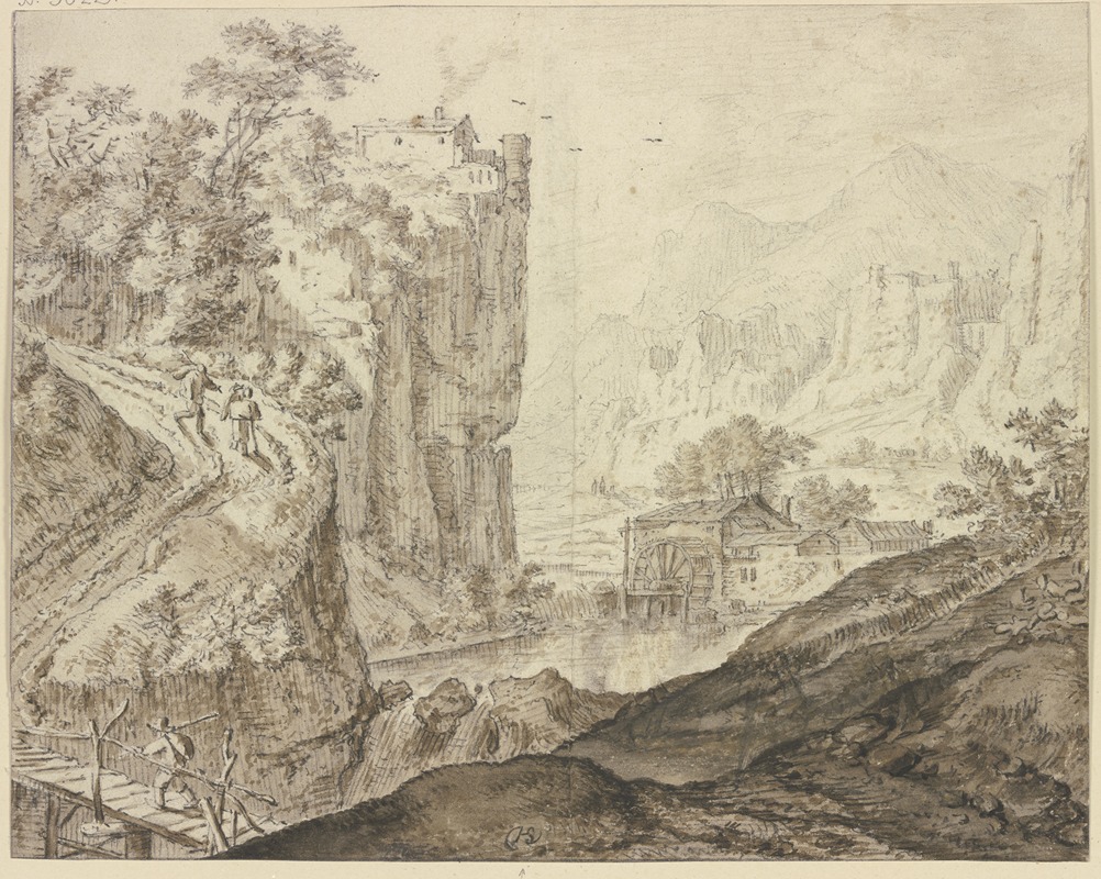 Herman Saftleven III - Rock valley with a mill