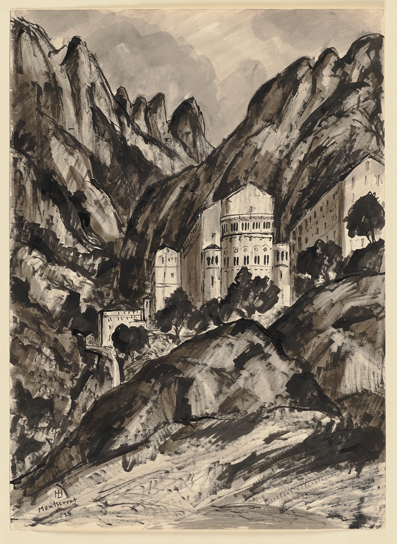 Hermann Lismann - Der Berg Montserrat mit dem Benediktinerkloster Santa Maria de Montserrat