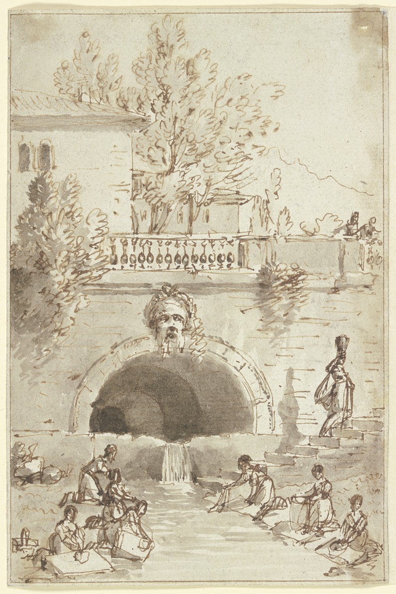 Hubert Robert - Wäscherinnen an einem alten Brunnen