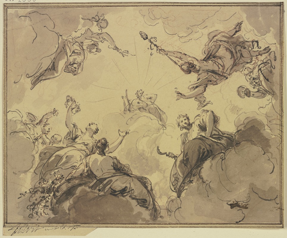 Jacob de Wit - Apollo umgeben von Bacchus, Ceres, Flora und anderen Gottheiten