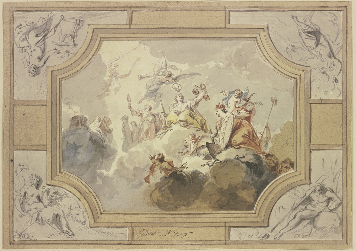 Jacob de Wit - Justitia und die Wahheit, umgeben von den Personifikationen der vier Elemente