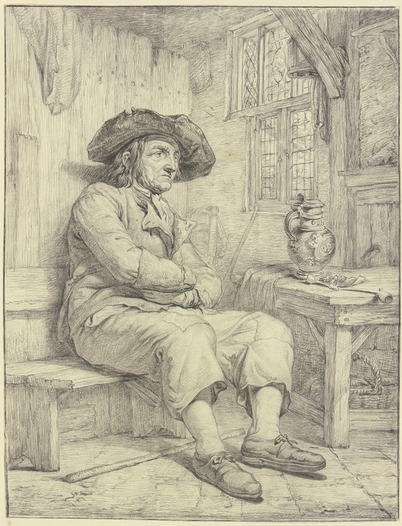Jacob van Strij - Mann an einem Tisch mit Krug und Pfeife sitzend