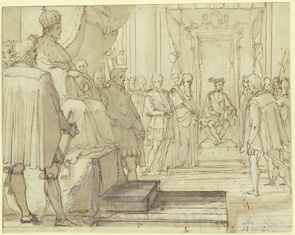 Jacopo da Empoli - Treueschwur der spanischen Fürsten zum jungen König Philipp II. in Anwesenheit Kaiser Karls V.