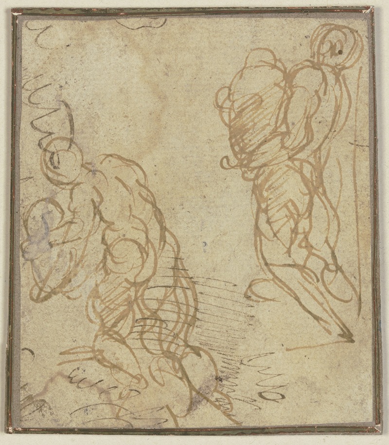 Jacopo Palma il Giovane - Zwei Aktfiguren in Rückenansicht, große Gefäße tragend