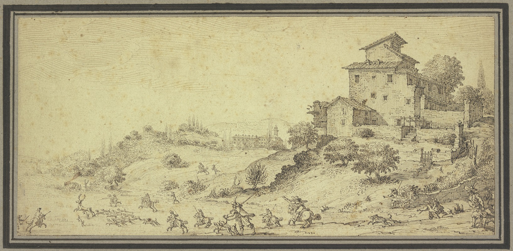 Jacques Callot - Landscape with stag hunt