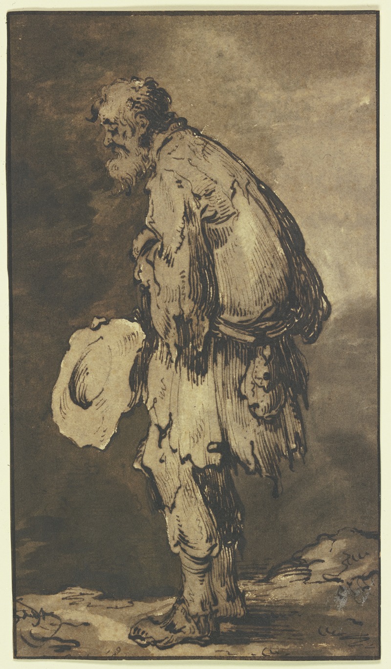 Jacques Callot - Ein Bettler, den Hut in der Hand haltend, im Profil nach links