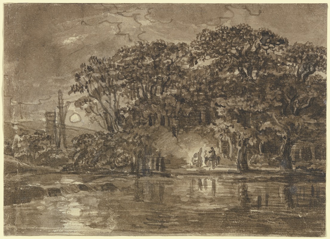 Johann Christian Reinhart - Nocturnal river landscape