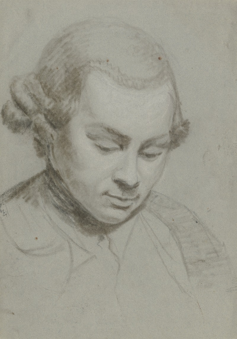Johann Friedrich August Tischbein - Brustbild eines bartlosen Mannes, der nach unten blickt