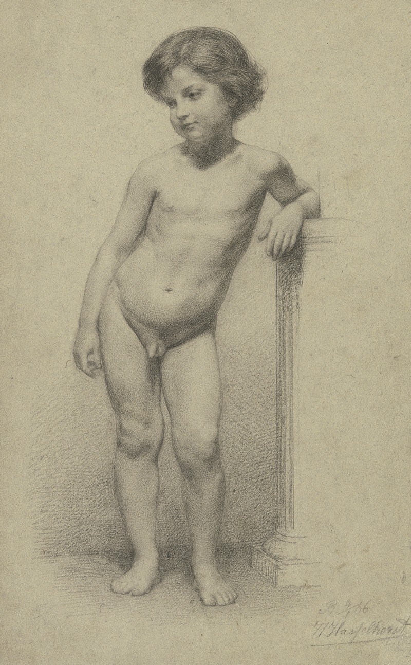 Johann Heinrich Hasselhorst - Knabenakt, ganze Figur von vorne