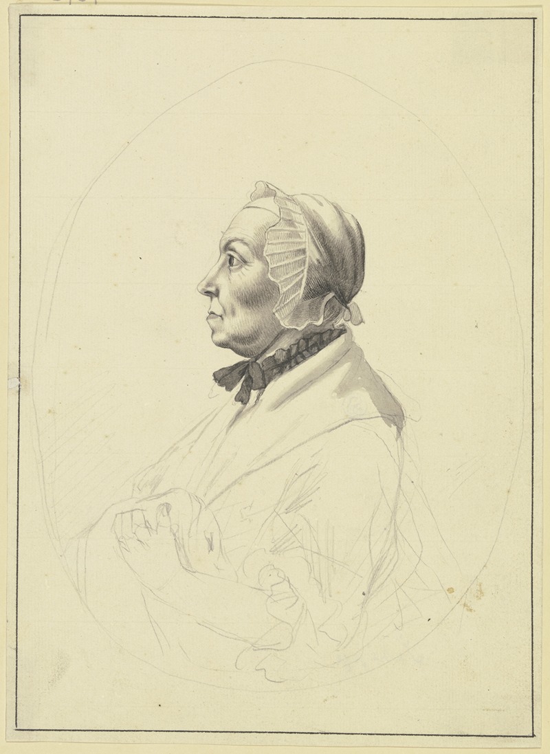 Johann Heinrich Schepp - Brustbild einer Frau mit Haube im Profil nach links
