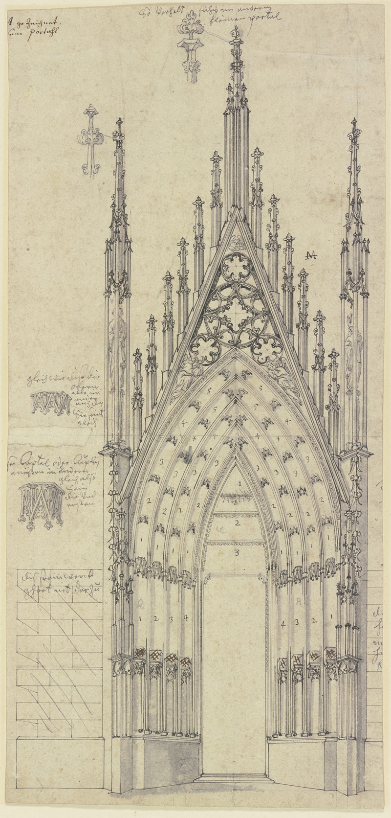 Johann Jakob Arhardt - Das nördliche Seitenportal der Westfassade des Straßburger Münsters