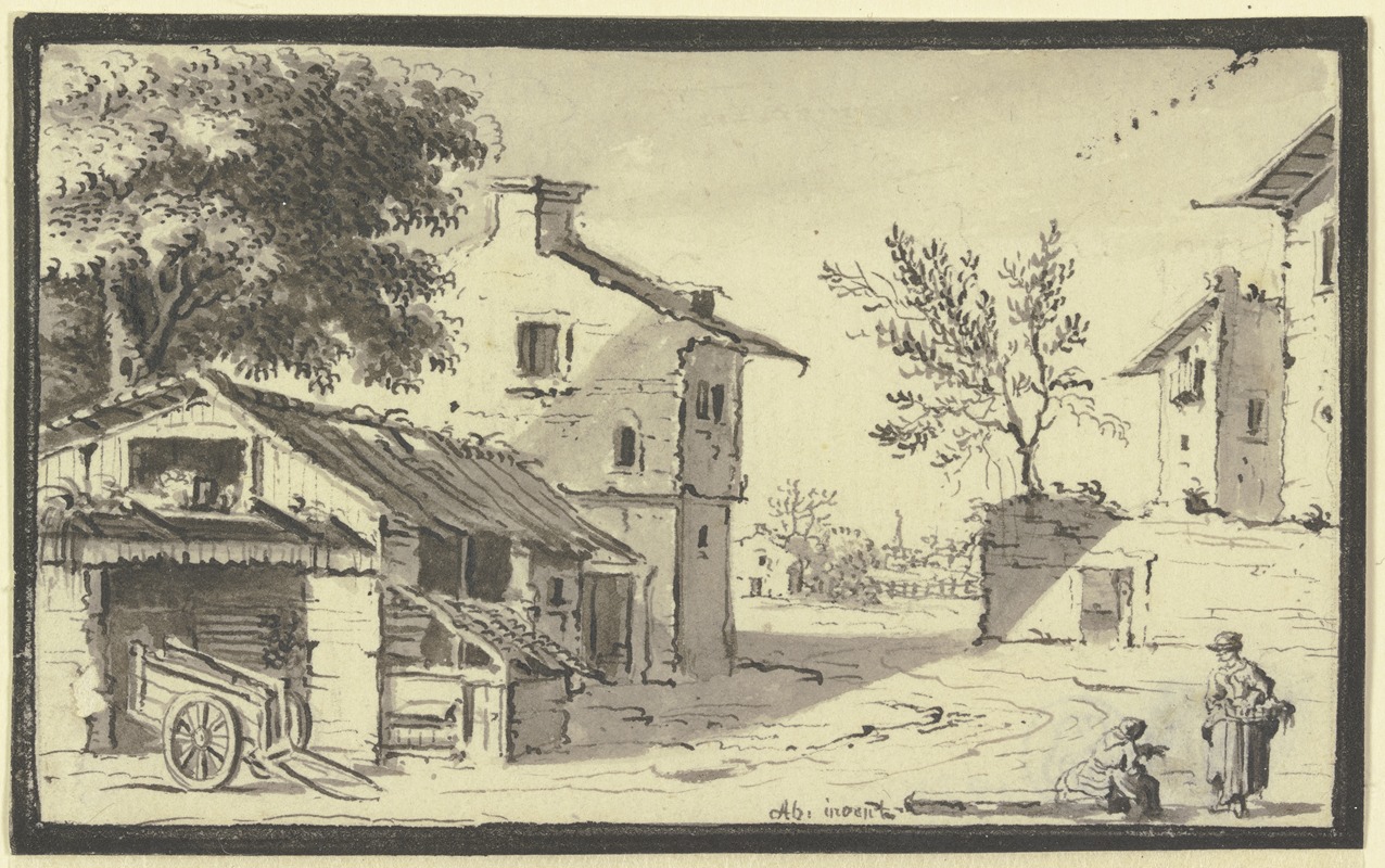 Johann Ludwig Aberli - Straße in einem Dorf