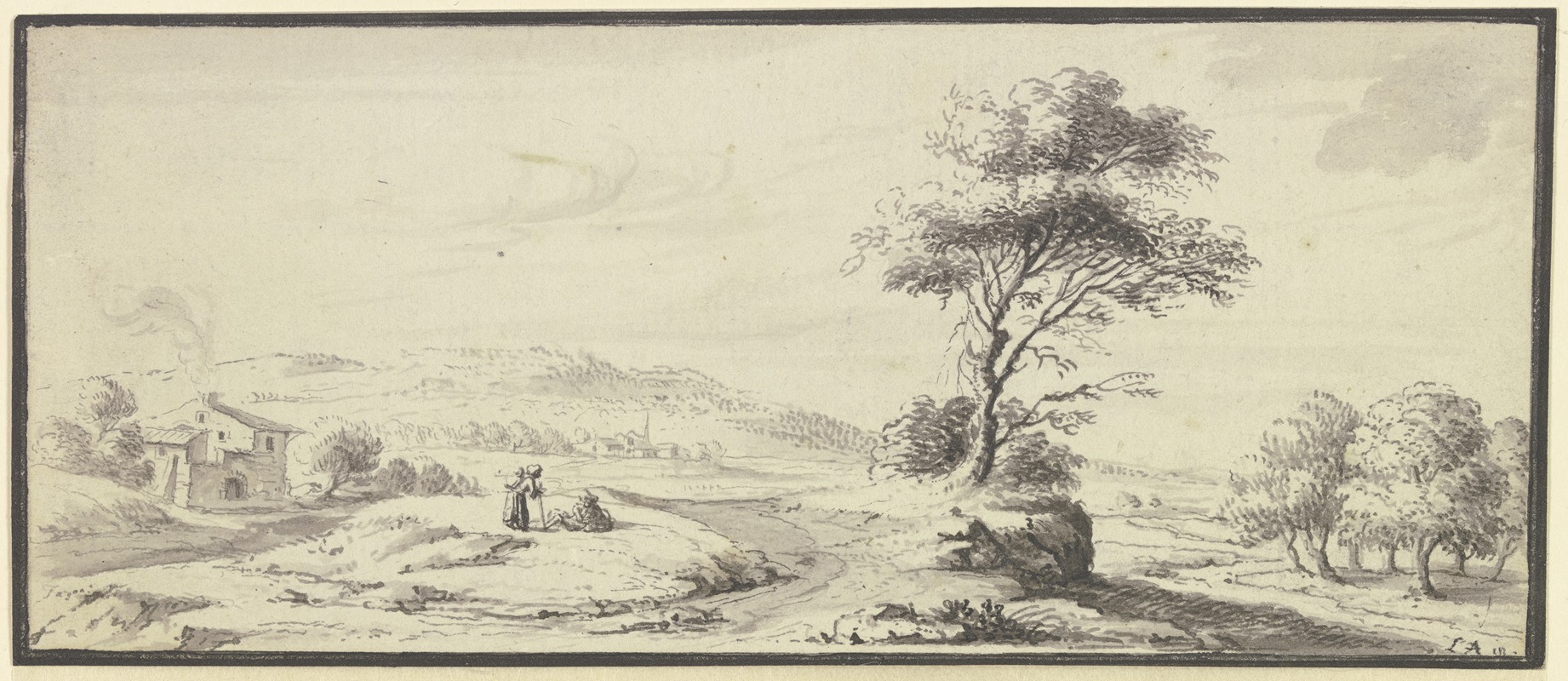 Johann Ludwig Aberli - Weite Landschaft mit Bäumen