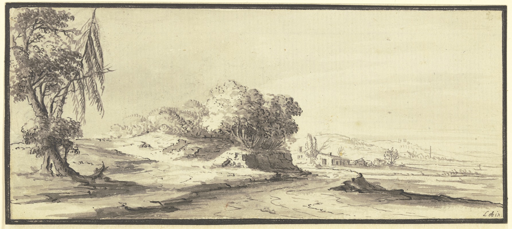 Johann Ludwig Aberli - Weite, hügelige Landschaft mit einer Straße