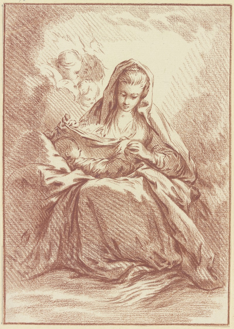Johann Ludwig Ernst Morgenstern - Madonna mit dem Kind auf dem Schoß und drei Engelsköpfchen
