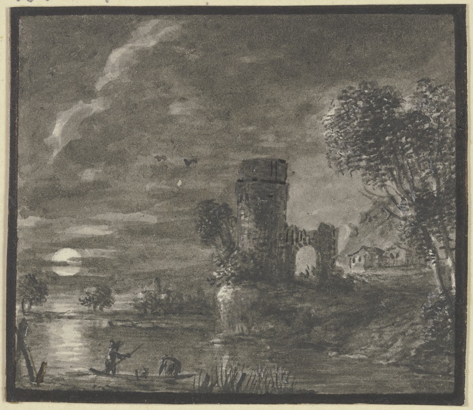 Johann Ludwig Ernst Morgenstern - Turmruine am Wasser bei Mondschein
