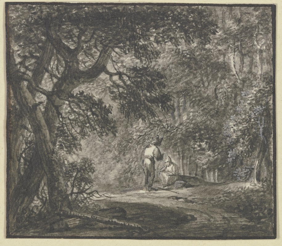 Waldinneres mit zwei Figuren by Johann Ludwig Ernst Morgenstern - Artvee