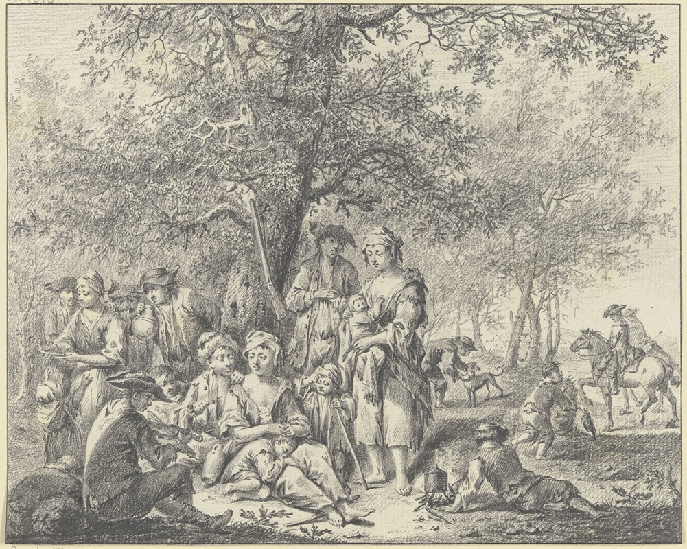 Johann Ludwig Ernst Morgenstern - Zigeunerfamilie unter einer Eiche am Waldrand rastend