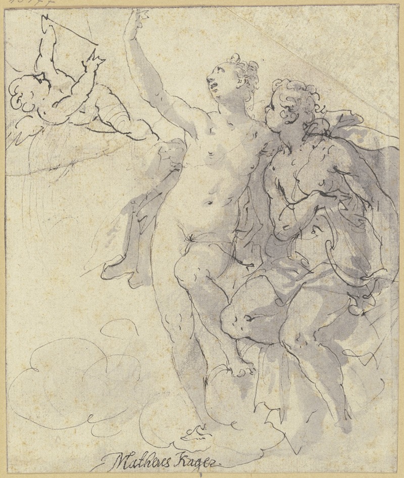 Johann Matthias Kager - Venus, Apoll und Amor, durch die Wolken schwebend