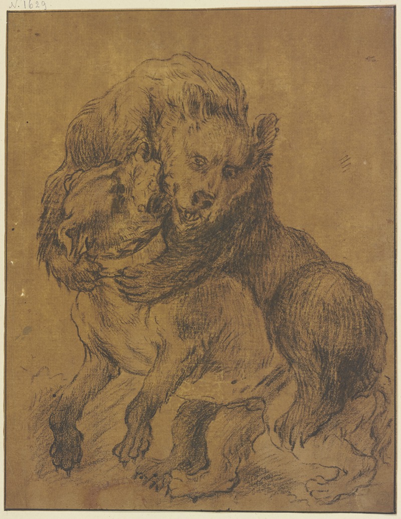 Johann Melchior Roos - A bear strangling a dog