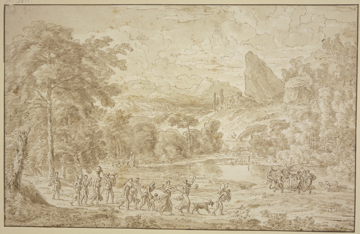 Johannes Glauber - Landschaft mit bacchantischem Opferzug