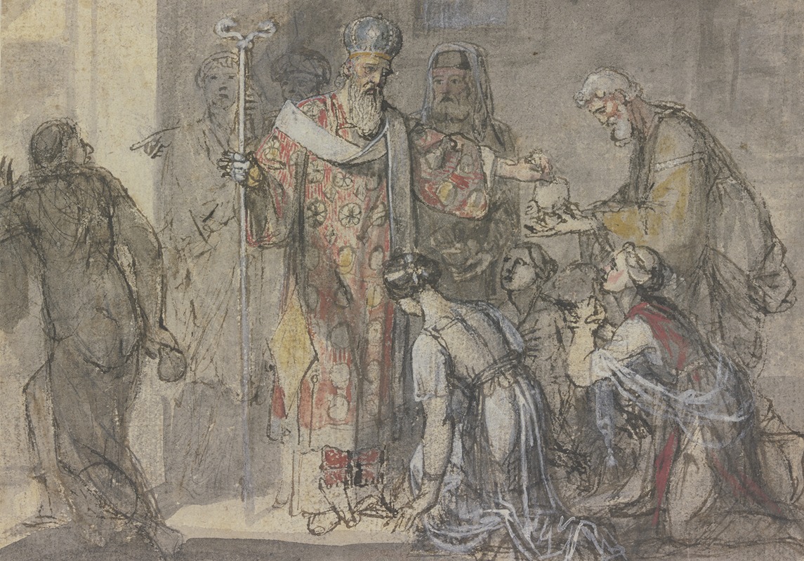 Joseph Fratrel - Der Heilige Nikolaus von Myra verteilt Geschenke