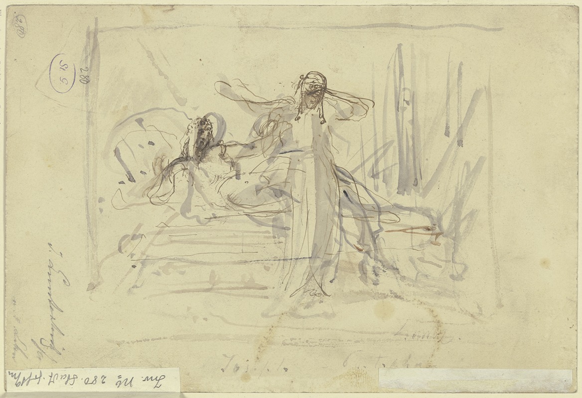 Jules Lunteschütz - Zwei Frauen, eine stehend, die andere hinter auf einem Bett liegend