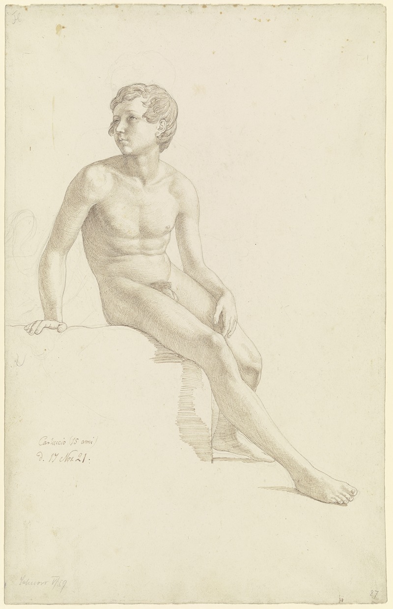 Julius Schnorr Von Carolsfeld - Nude of a sitting boy
