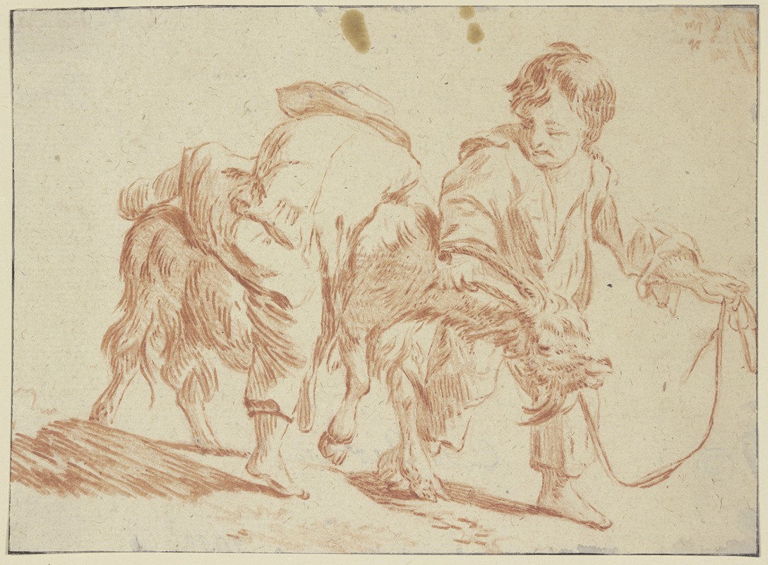 Karel Dujardin - Zwei Knaben mit einem Ziegenbock