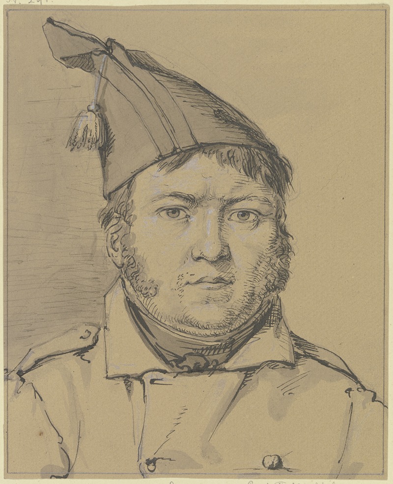 Karl Sandhaas - Porträt eines Mannes mit französischem Bonnet de police