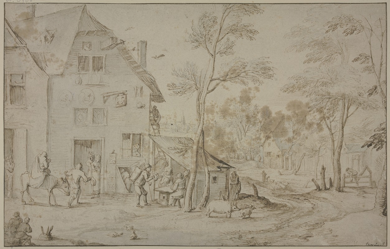 Jan Brueghel The Elder - Dorfansicht mit der Heiligen Familie auf der Flucht nach Ägypten