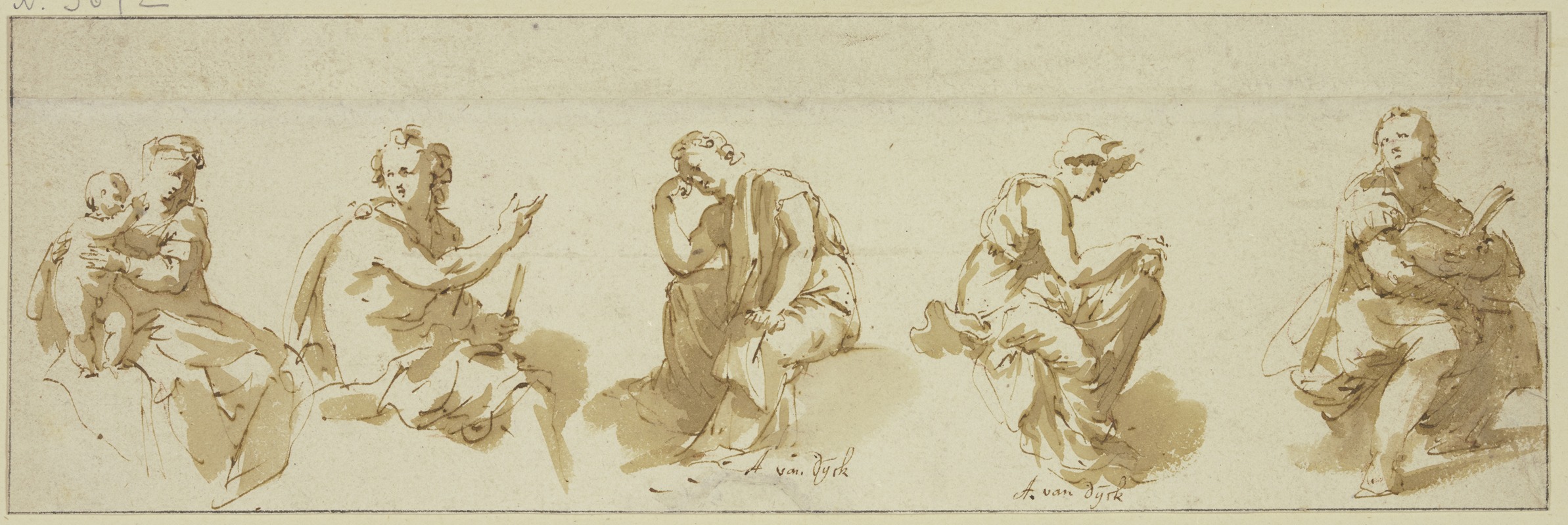 Jan de Bisschop - Fünf sitzende allegorische Figuren