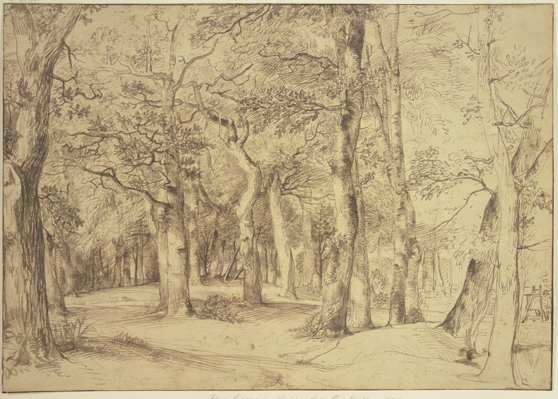 Jan Lievens - Das Innere eines Waldes, rechts sitzt ein Maler an der Staffelei