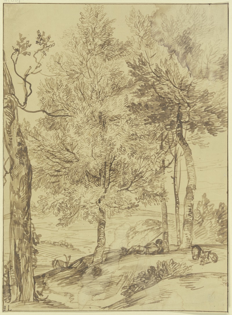 Jan Lievens - Ein Schäfer auf einem Hügel unter Bäumen liegend