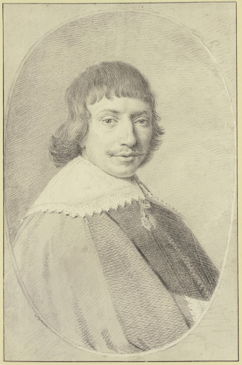Jan van Ravesteyn - Junger Mann mit Schnurrbart und umgelegtem gesticktem Kragen nach rechts