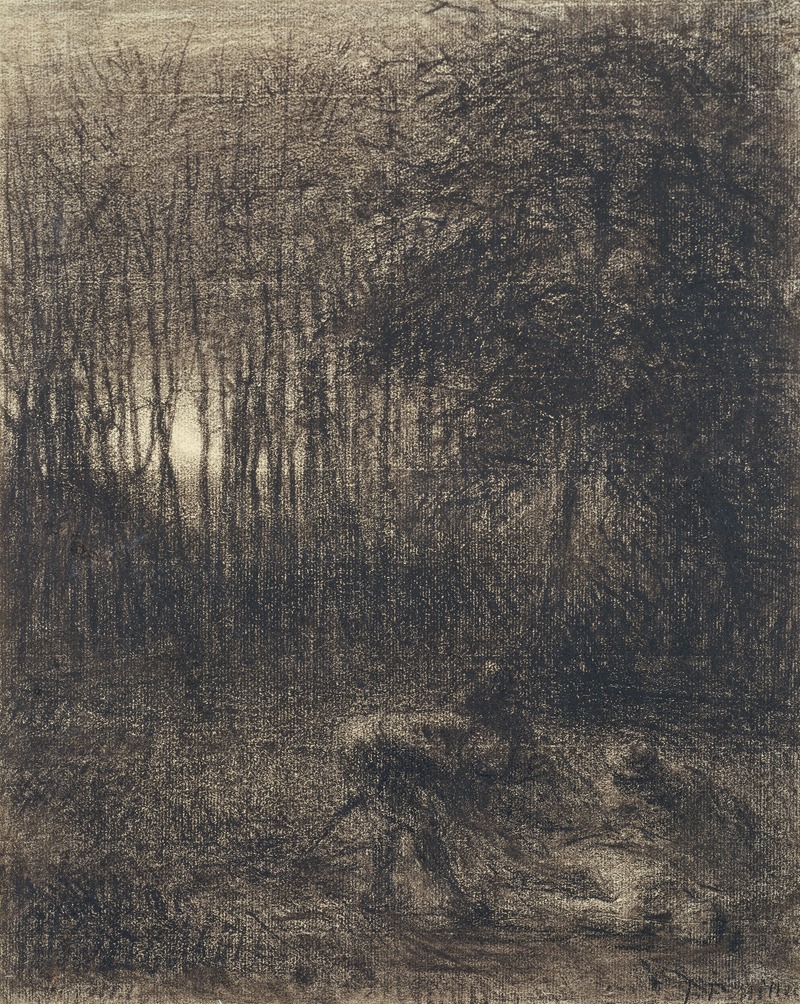 Jean-François Millet - Nocturnal Scene in a Forest